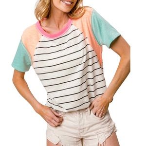 BiBi Pink and Orange Short Sleeve Tee